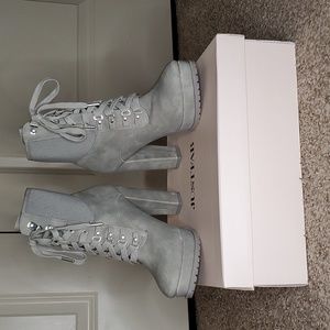 JustFab Grey Lace up boots